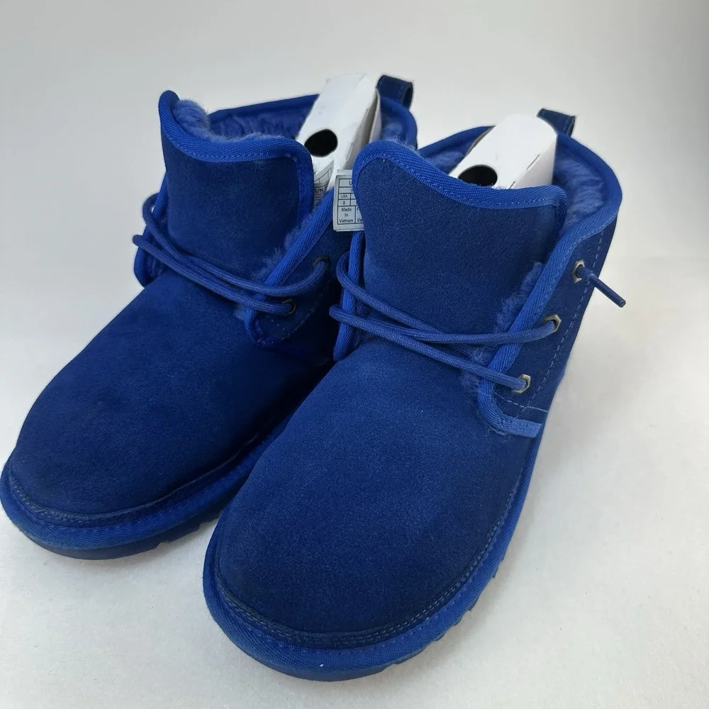 UGG Neumel Boot Cobalt Blue Suede Sheepskin Men's Size 9 With Box